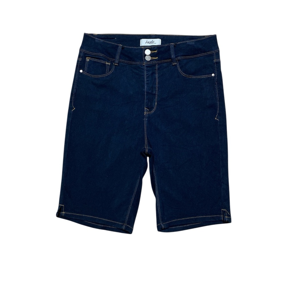 Angels Jean Shorts Women’s 12 Dark Wash Casual Bermuda Double Button Denim